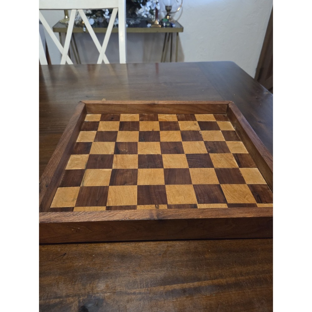Vintage Rustic Handmade Wood Chess Tray
